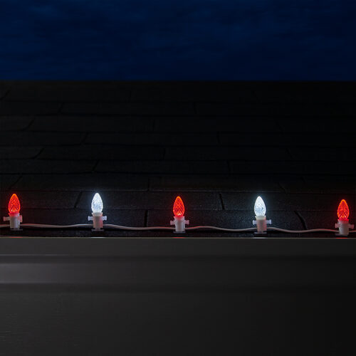 C7 Cool White / Red OptiCore Commercial LED Christmas Lights, Lights