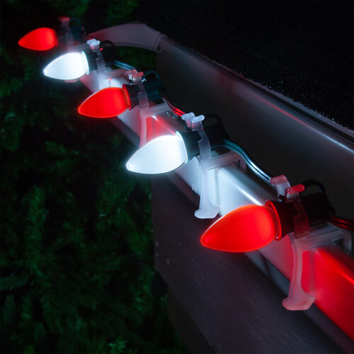 C7 Cool White / Red Smooth OptiCore Commercial LED Christmas Lights, Lights