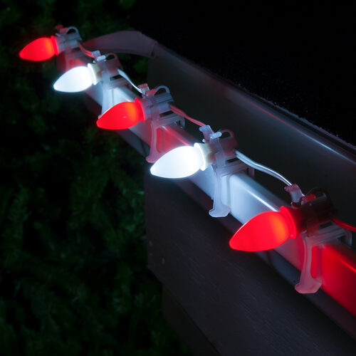 C7 Cool White / Red Smooth OptiCore Commercial LED Christmas Lights, Lights