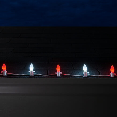 C7 Cool White / Red Smooth OptiCore Commercial LED Christmas Lights, Lights