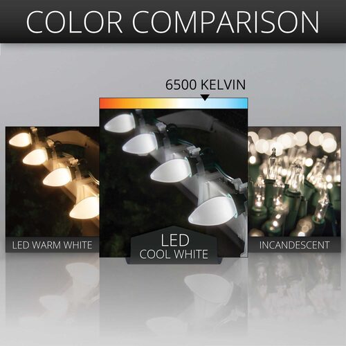 C7 Cool White Smooth OptiCore Commercial LED Christmas Lights, Lights