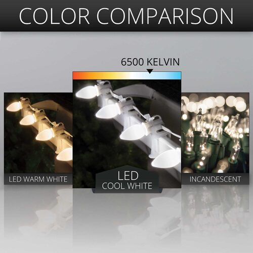 C7 Cool White Smooth OptiCore Commercial LED Christmas Lights, Lights