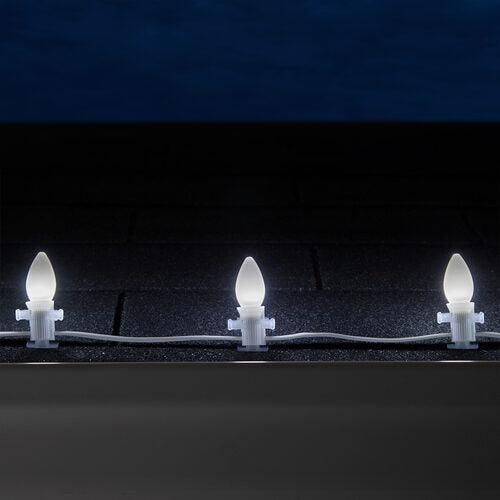 C7 Cool White Smooth OptiCore Commercial LED Christmas Lights, Lights