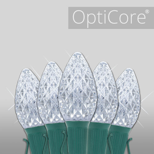 C7 Cool White Twinkle OptiCore Commercial LED Christmas Lights, Lights
