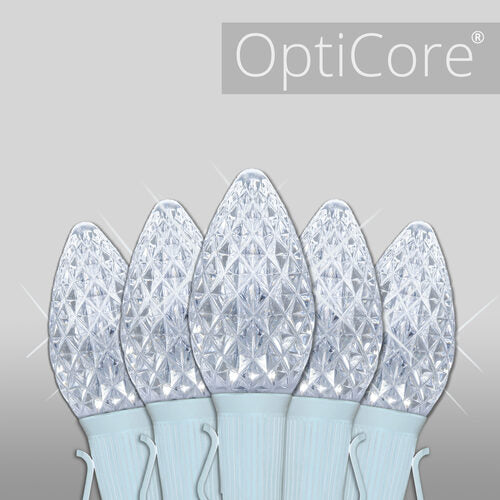 C7 Cool White Twinkle OptiCore Commercial LED Christmas Lights, Lights