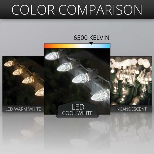 C7 Cool White Twinkle OptiCore Commercial LED Christmas Lights, Lights
