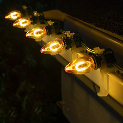 C7 Gold FlexFilament Shatterproof Vintage Commercial LED Christmas Lights, Lights