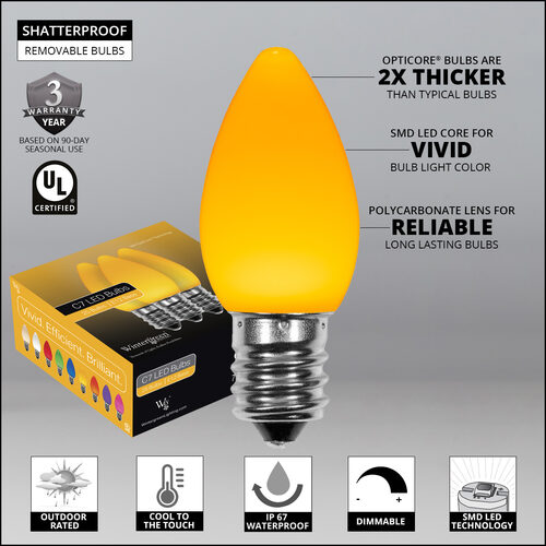 C7 Gold Smooth OptiCore Commercial LED Christmas Lights, Lights