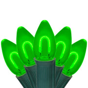 C7 Green FlexFilament Shatterproof Vintage Commercial LED Christmas Lights, Lights