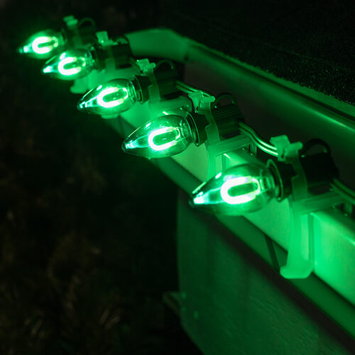 C7 Green FlexFilament Shatterproof Vintage Commercial LED Christmas Lights, Lights