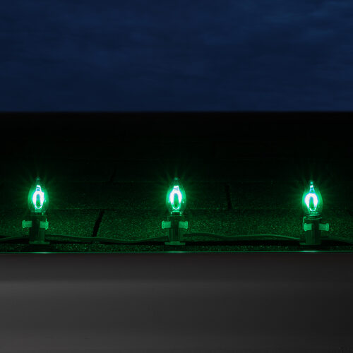 C7 Green FlexFilament Shatterproof Vintage Commercial LED Christmas Lights, Lights