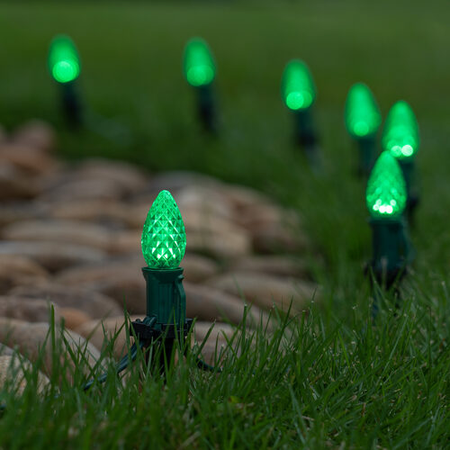 C7 Green OptiCore Christmas Pathway Lights, Lights, PathPRO TM Stakes