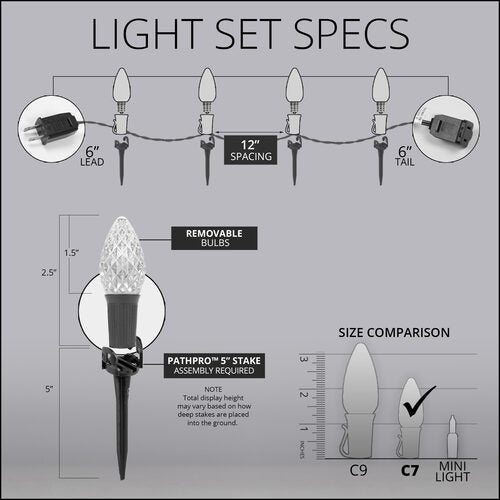 C7 Green OptiCore Christmas Pathway Lights, Lights, PathPRO TM Stakes