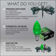C7 Green OptiCore Christmas Pathway Lights, Lights, PathPRO TM Stakes