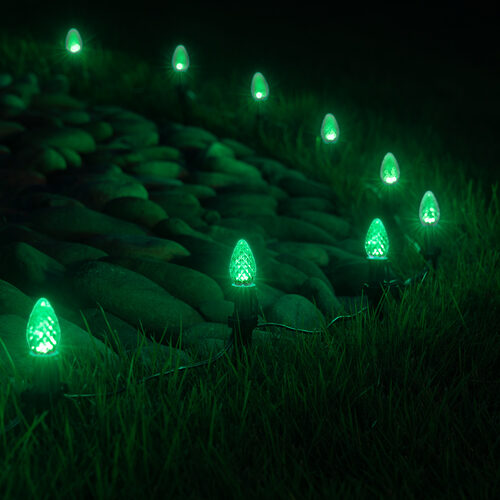 C7 Green OptiCore Christmas Pathway Lights, Lights, PathPRO TM Stakes