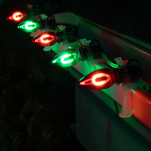 C7 Green / Red FlexFilament Shatterproof Vintage Commercial LED Christmas Lights, Lights