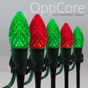 C7 Green / Red OptiCore Christmas Pathway Lights, Lights, PathPRO TM Stakes