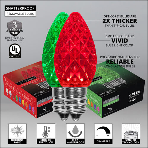 C7 Green / Red OptiCore Christmas Pathway Lights, Lights, PathPRO TM Stakes
