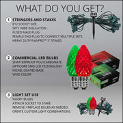 C7 Green / Red OptiCore Christmas Pathway Lights, Lights, PathPRO TM Stakes