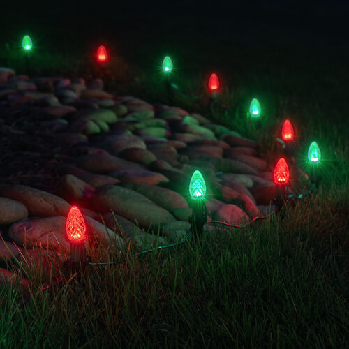 C7 Green / Red OptiCore Christmas Pathway Lights, Lights, PathPRO TM Stakes