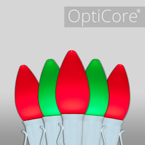 C7 Green / Red Smooth OptiCore Commercial LED Christmas Lights, Lights