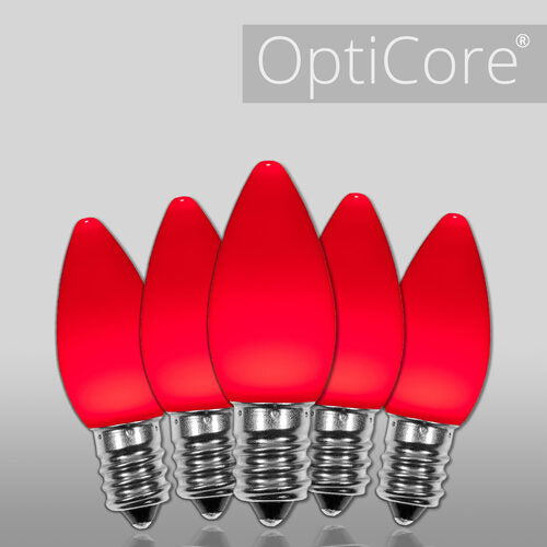 C7 Opaque Red OptiCore LED Bulbs