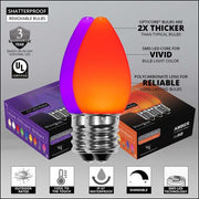 C7 Orange / Purple Smooth OptiCore Halloween Pathway Lights, 50 Lights, 5 Inch PathPRO TM Stakes, 50'