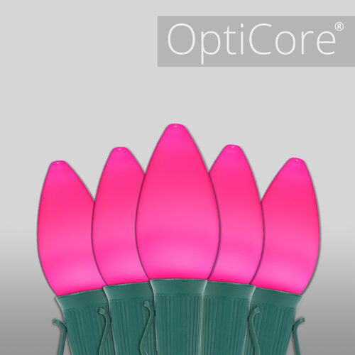 C7 Pink Smooth OptiCore Commercial LED Christmas Lights, Lights