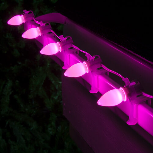 C7 Pink Smooth OptiCore Commercial LED Christmas Lights, Lights