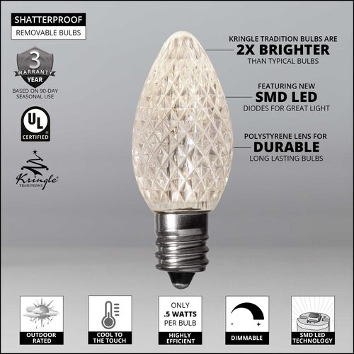 C7 Pure White Kringle Traditions® LED Bulbs
