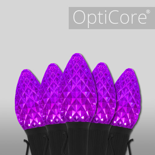 C7 Purple OptiCore Commercial LED Halloween Lights, 50 Lights, 50'