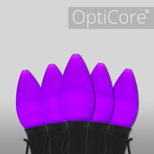 C7 Purple Smooth OptiCore Commercial LED Halloween Lights, 50 Lights, 50'