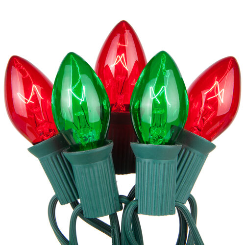 C7 Red / Green Commercial Christmas Lights, Lights