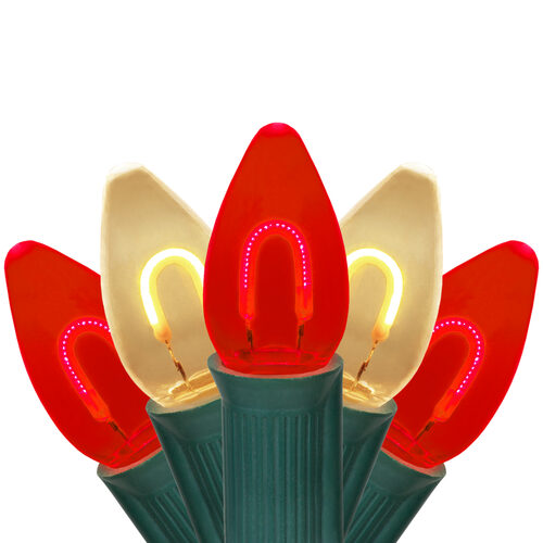 C7 Red / Warm White FlexFilament Shatterproof Vintage Commercial LED Christmas Lights, Lights