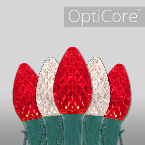 C7 Red / Warm White OptiCore Commercial LED Christmas Lights, Lights