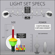 C7 Traditional Bubble Lights, 7-Light Set, Multicolored Lamps, Green Wire