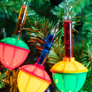 C7 Traditional Bubble Lights, 7-Light Set, Multicolored Lamps, Green Wire