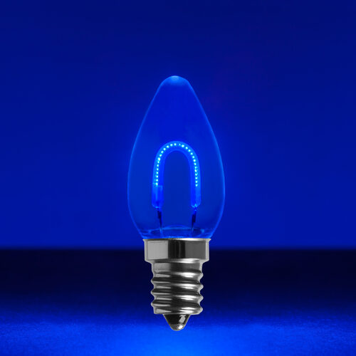 C7 Transparent Shatterproof Blue FlexFilament LED Bulbs