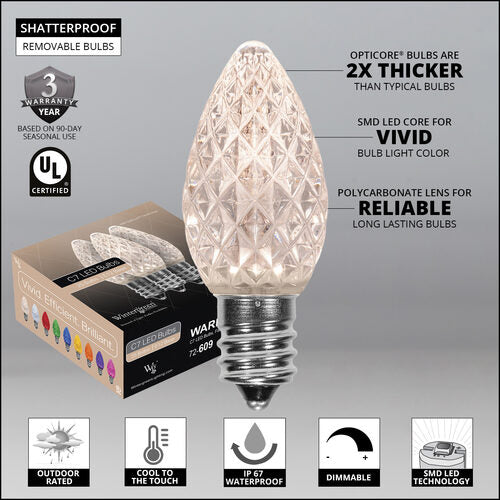 C7 Warm White OptiCore Commercial LED Christmas Lights, Lights