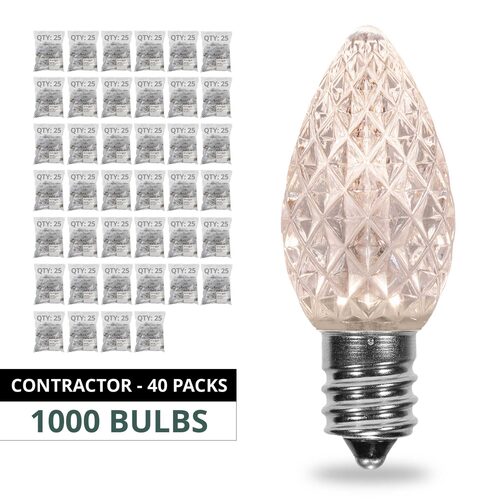 C7 Warm White OptiCore LED Bulbs, Contractor Pack