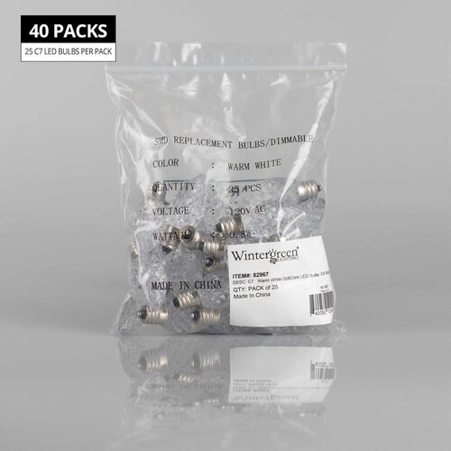 C7 Warm White OptiCore LED Bulbs, Contractor Pack