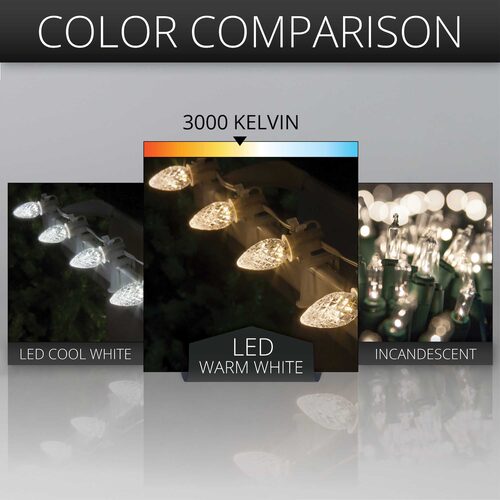 C7 Warm White Twinkle OptiCore Commercial LED Christmas Lights, Lights