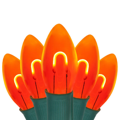 C9 Amber FlexFilament Shatterproof Vintage Commercial LED Christmas Lights, Lights