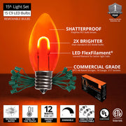 C9 Amber FlexFilament Shatterproof Vintage Commercial LED Christmas Lights, Lights