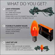 C9 Amber FlexFilament Shatterproof Vintage Commercial LED Christmas Lights, Lights