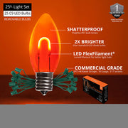C9 Amber FlexFilament Shatterproof Vintage Commercial LED Christmas Lights, Lights