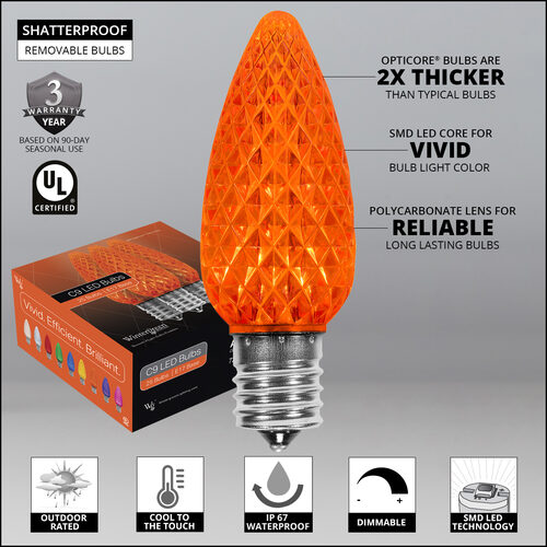 C9 Amber OptiCore Commercial LED Halloween Lights, Lights