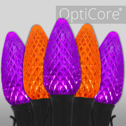 C9 Amber / Purple OptiCore Commercial LED Halloween Lights, 50 Lights, 50'