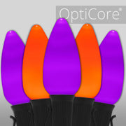 C9 Amber / Purple Smooth OptiCore Commercial LED Halloween Lights, 50 Lights, 50'