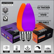 C9 Amber / Purple Smooth OptiCore Commercial LED Halloween Lights, 50 Lights, 50'